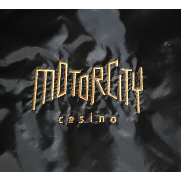 90s Y2K Motor City Casino Jacket Windbreaker Embroidered Rivers End 3XL Black - Picture 1 of 7